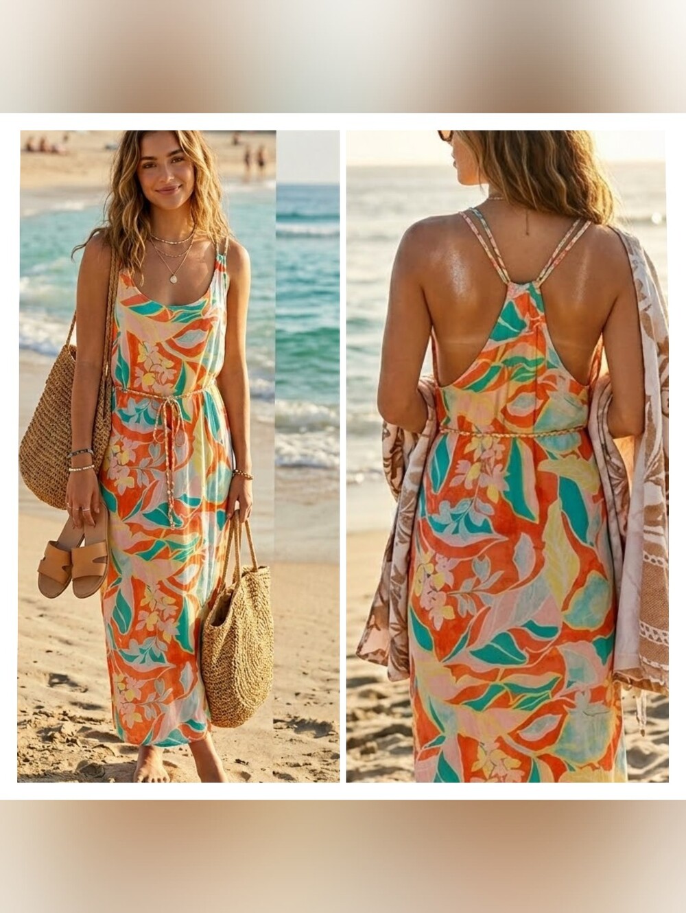 Cynthia Rowley Linen Blend Beachy Maxi dress Size M